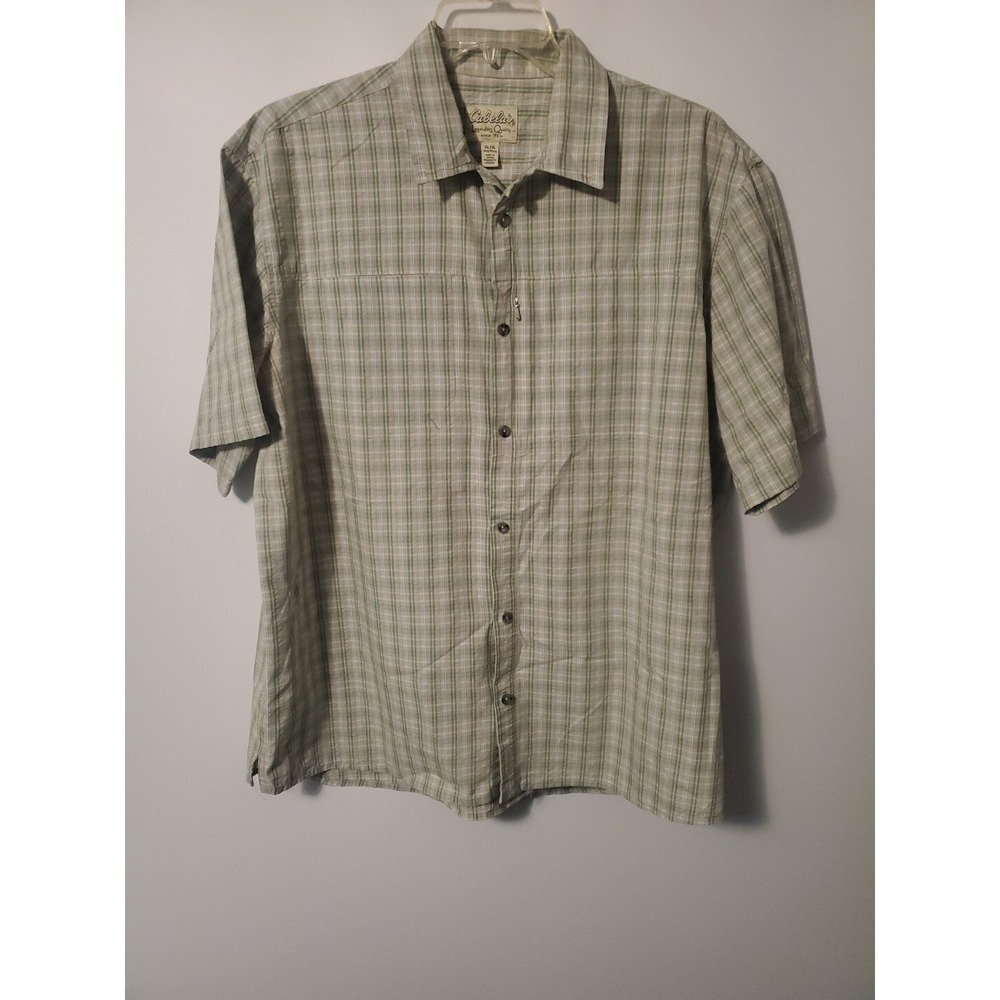 Cabela's Button Down Shirt Men's Extra Large Green Check Lime